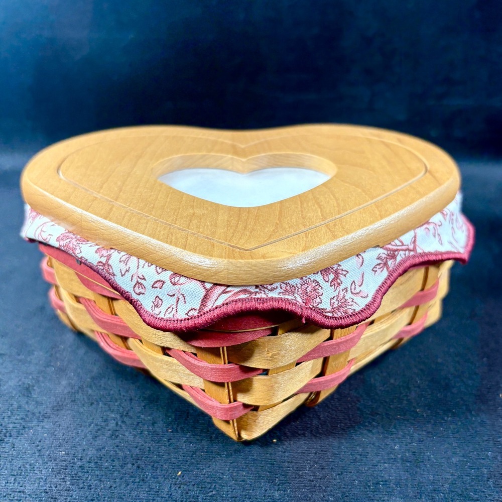 Longaberger 2000 Little Love Red Sweetheart Baskets‎ & Heart to Heart Stand Set - Picture 7 of 16